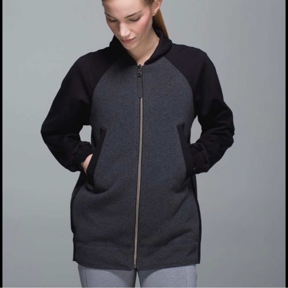 Black and Gray Zip-Up Jacket